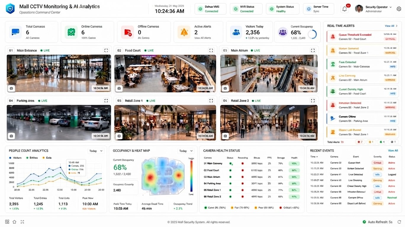 Falcon mall CCTV monitoring and AI analytics command center