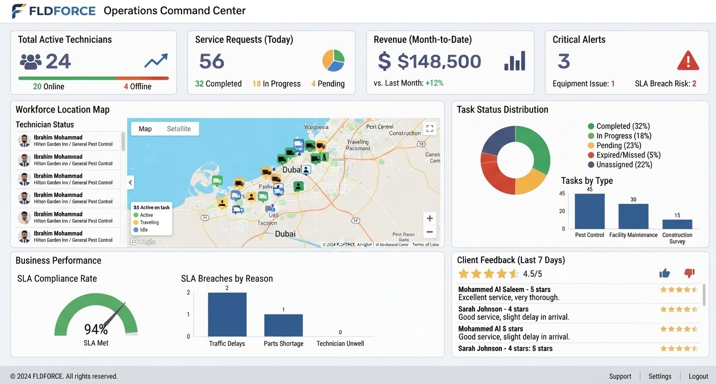 FldForce field force and facility management dashboard