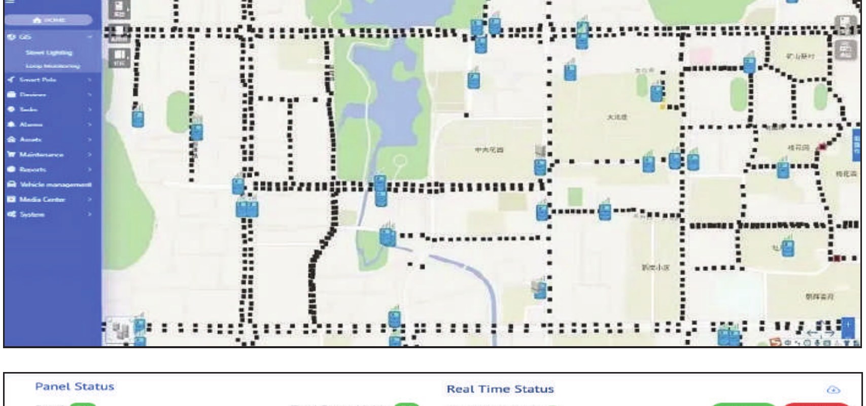 Streetlight GIS map live pole-level status across the city grid