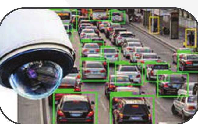 Traffic and toll management CCTV dome camera with vehicle classification bounding boxes